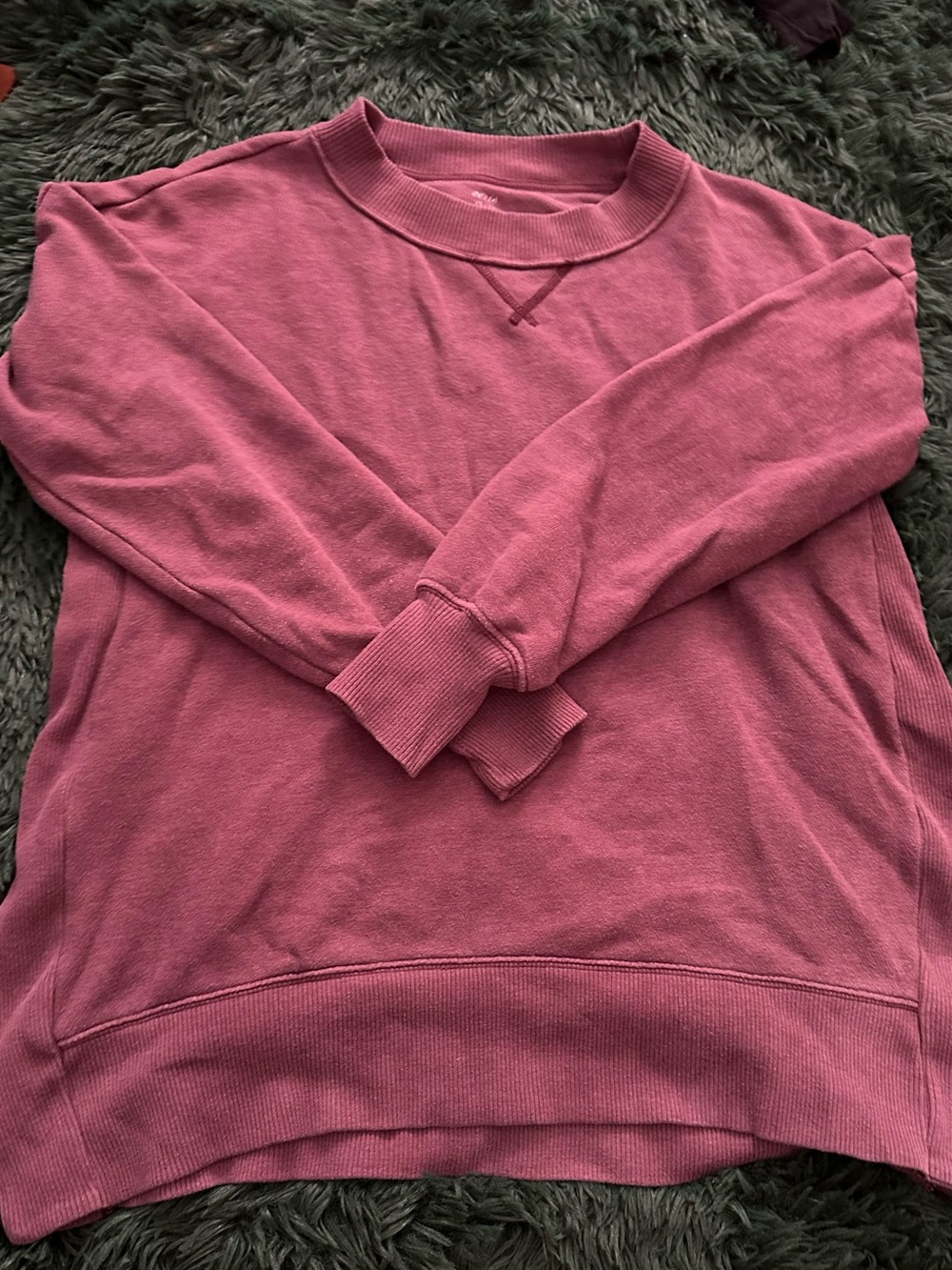 4/$20 💫 Aerie Down to Earth Crewneck XS Oversized Maroon Mauve Soft Pullover